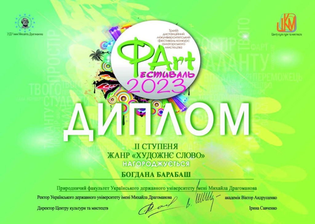 Дипломи фестивалю Фарт 2023 2